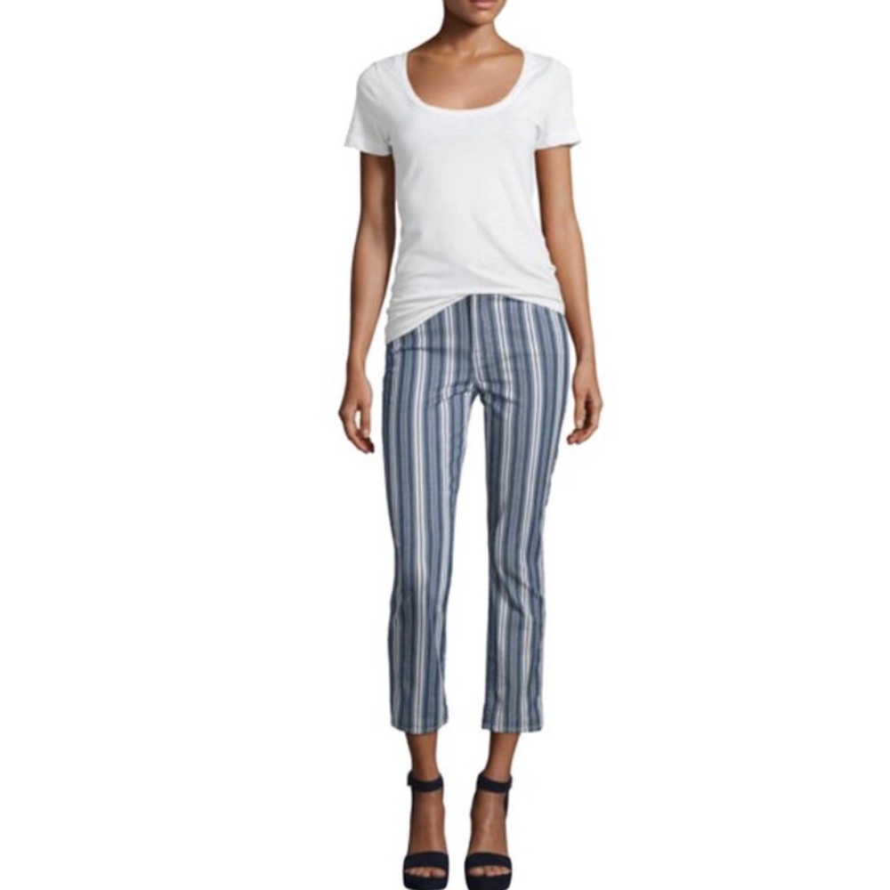 7 For All Mankind Striped Ankle Straight Leg Jeans